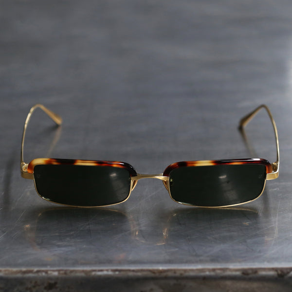 LINDA FARROW LFL968C2SUN Leona light gold T-shaped dark green sunglasses